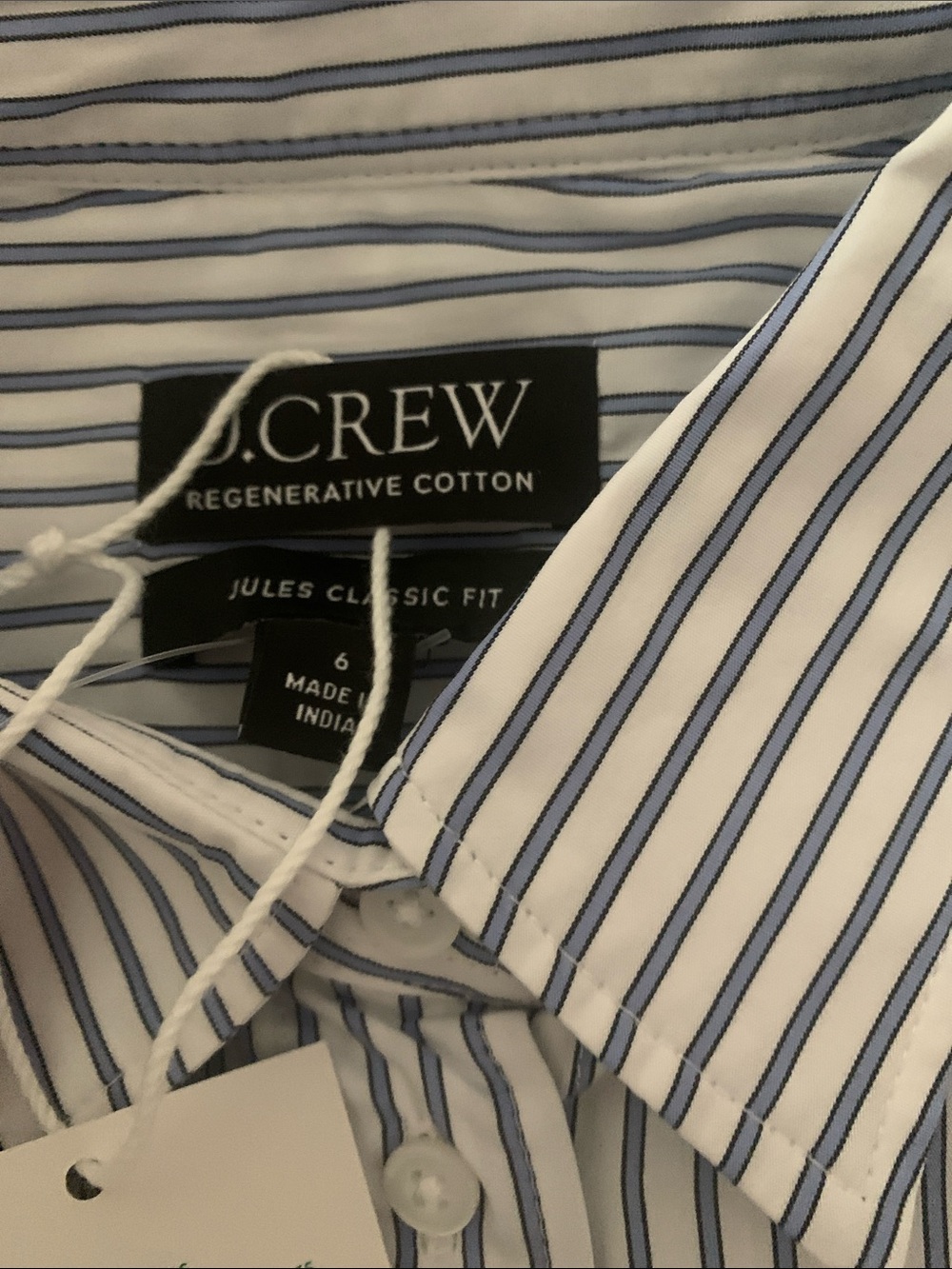 J. Crew Women’s White Shirt with Blue Pinstripes - Picture 4 of 8